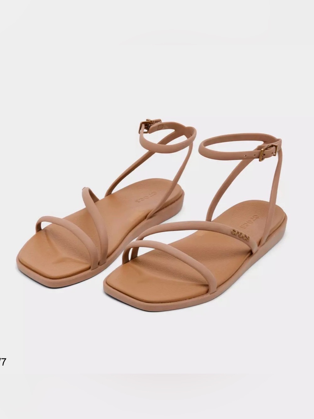 CROCS Women’s Strappy Ankle‑Buckle Sandals in Nude Tan